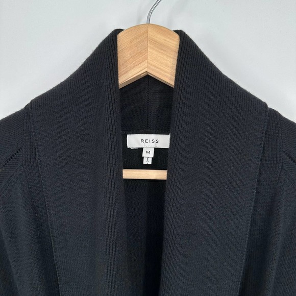 REISS Blanche Wrap Neck Jumper Draped Surplice Wrap Sweater, Black - Picture 10 of 16